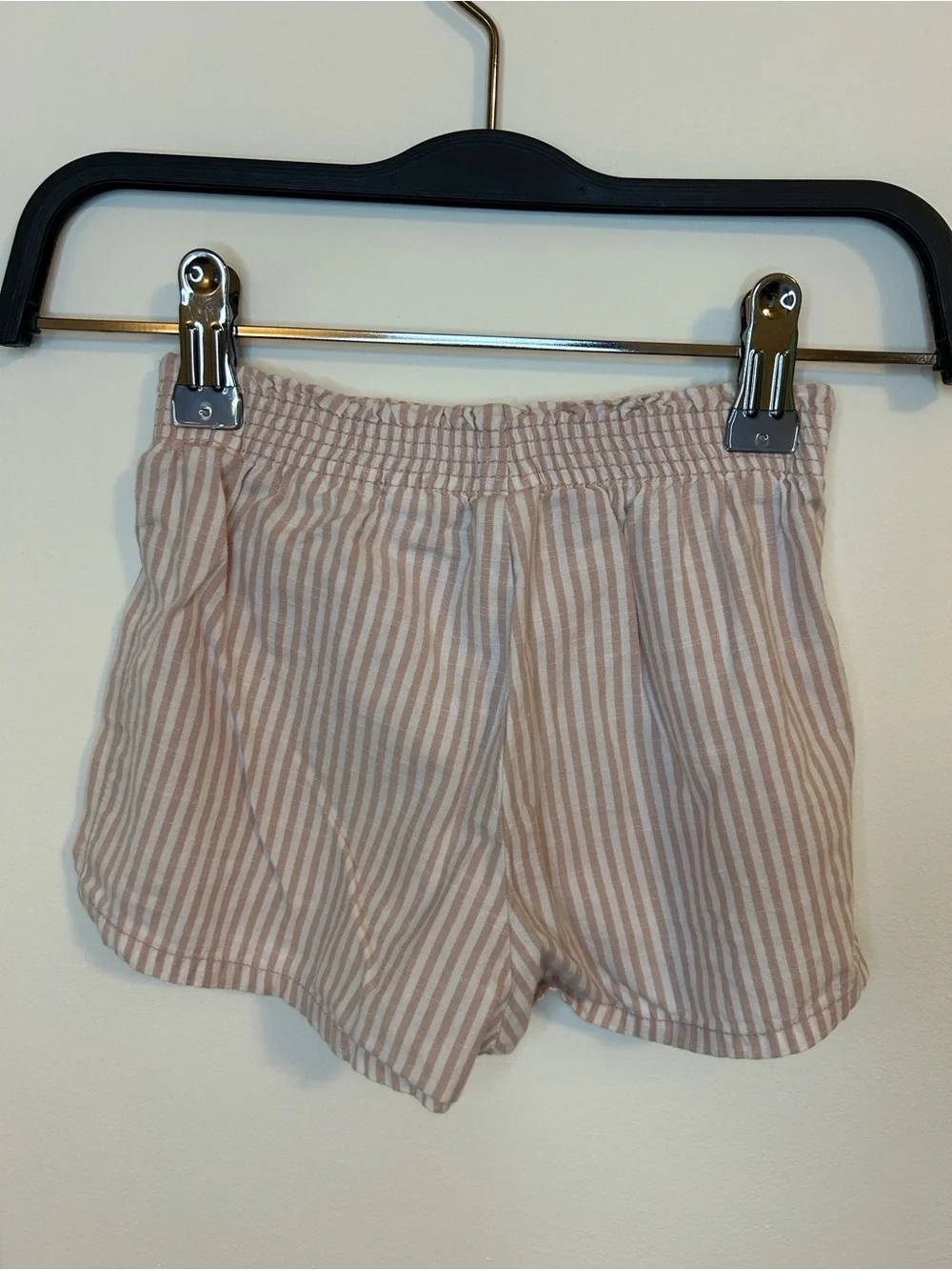 H&M Baby Cotton Gauze Shorts, Set of 2 - Pink Stripe & Brown, Size 12 Months